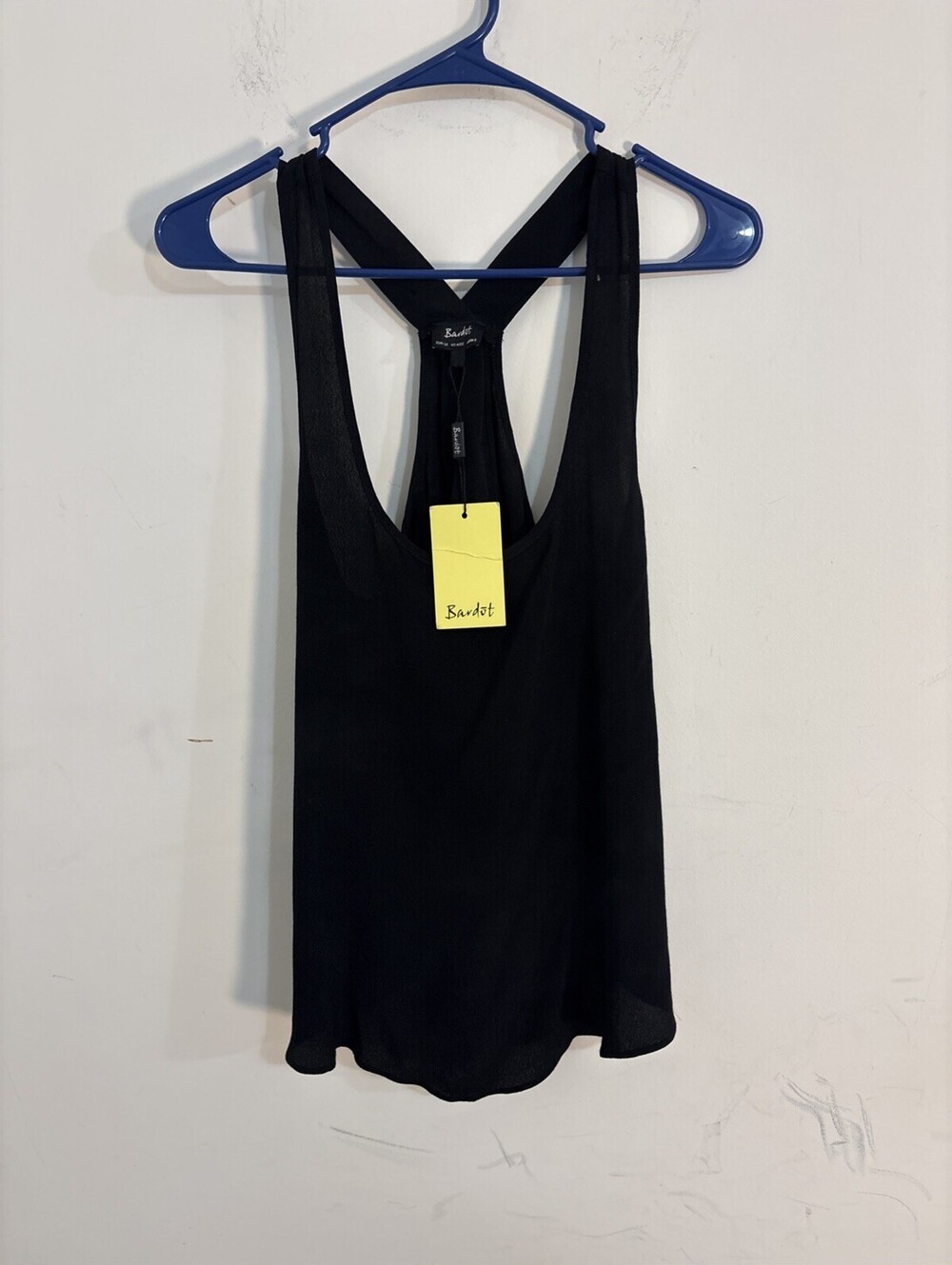 NWT Bardot Black Sheer Racerback Tank Top Revolve Size 4 US XS Scoop Neck Sexy
